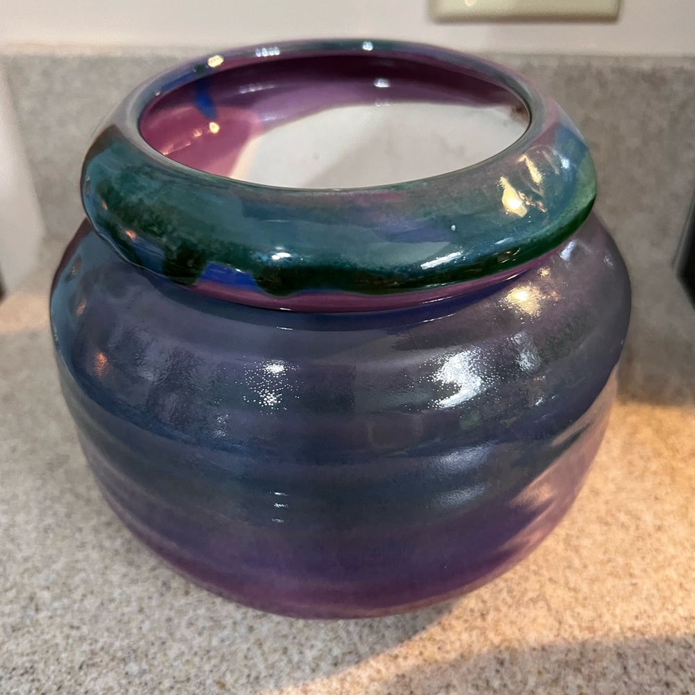 The Violet Pot 1997 Purple With Insert Ceramic Self Watering 2 Pieces EUC